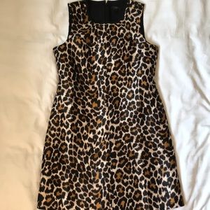 J Crew lined leopard shift dress w Wishbone stitch